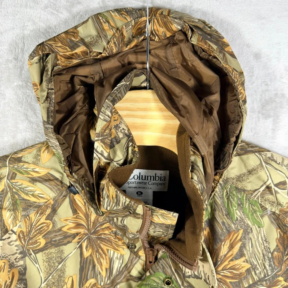 Columbia Hunting Jacket Mens XL Camo RealTree Leaf Hooded‎ Zip Outdoor Gorpcore